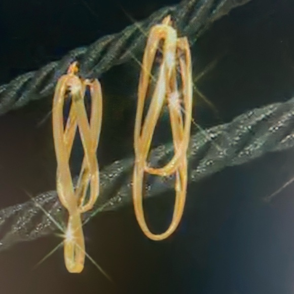Twisted 14K yellow gold hoops/ sterling silver core